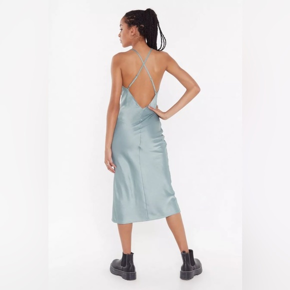 Nasty gal blue satin dress - Picture 2 of 3